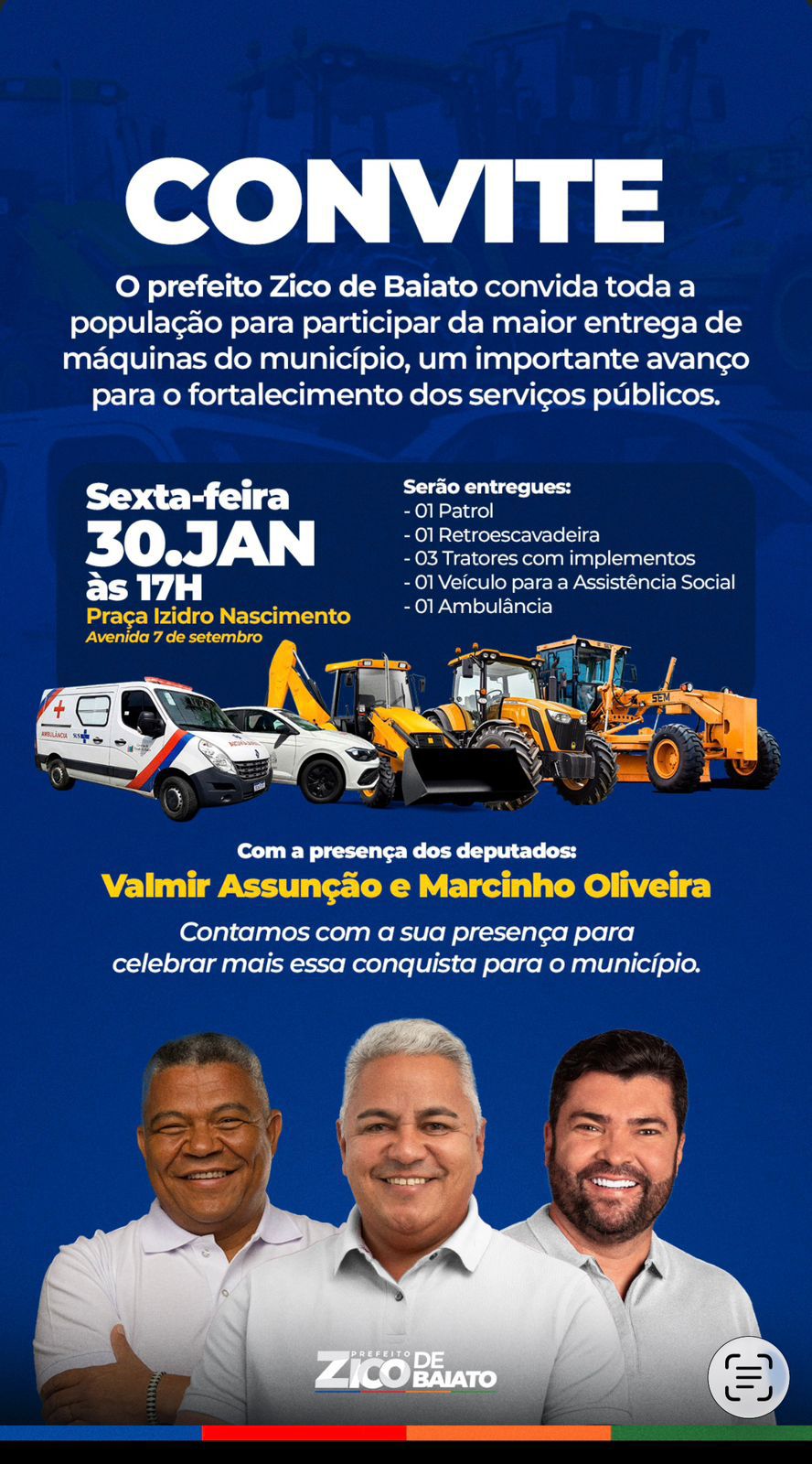 Prefeitura de Alcobaça realiza maior entrega de máquinas da história do município