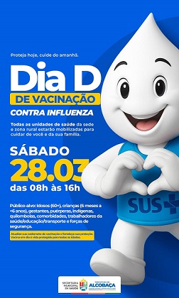 Alcobaça promove Dia D de vacinação contra a gripe neste sábado (28)