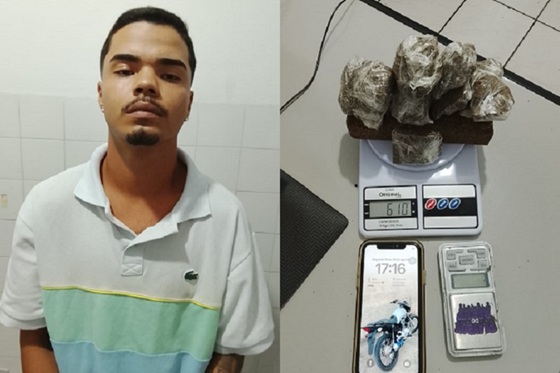 PM prende homem de 20 anos suspeito por tráfico de drogas no distrito de Itabatã, em Mucuri