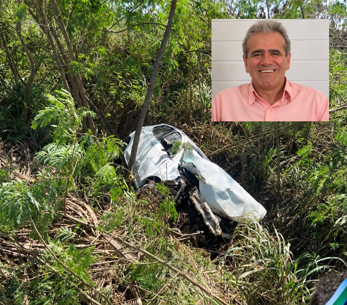 Ex-prefeito de Teixeira de Freitas João Bosco sofre acidente na BA-290; carro ficou destruído