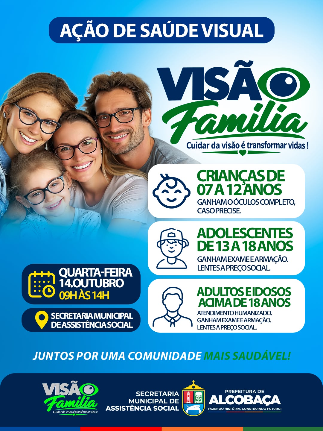 Alcobaça realiza ação Visão Família com exames e acesso a óculos para a população