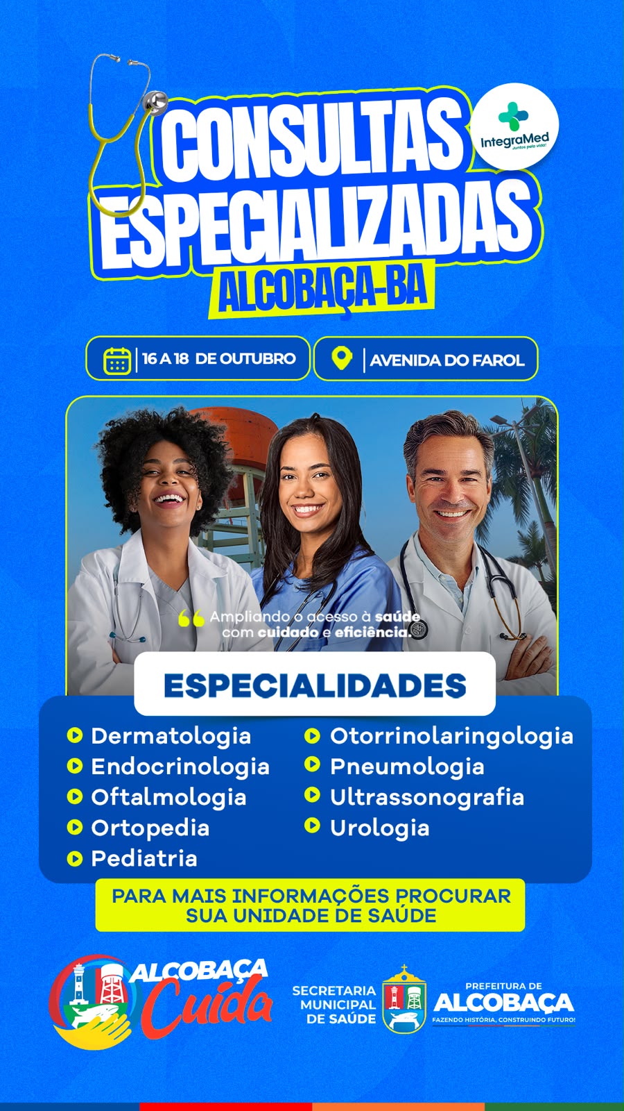 Alcobaça reforça compromisso com a saúde e oferece consultas especializadas de 16 a 18 de outubro