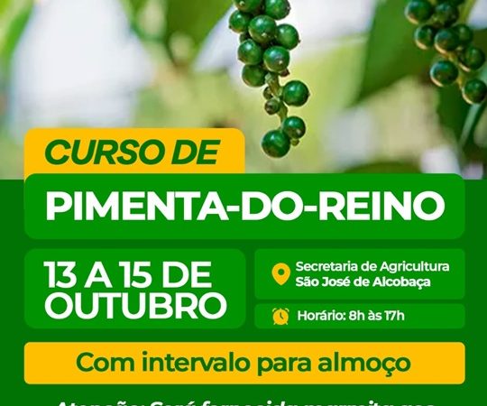 São José de Alcobaça recebe curso de capacitação sobre cultivo de pimenta-do-reino