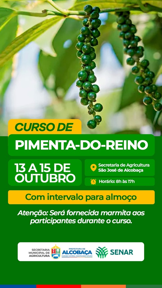 São José de Alcobaça recebe curso de capacitação sobre cultivo de pimenta-do-reino